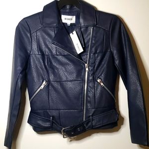NWT BB Dakota Navy Blue Faux Leather Jacket
